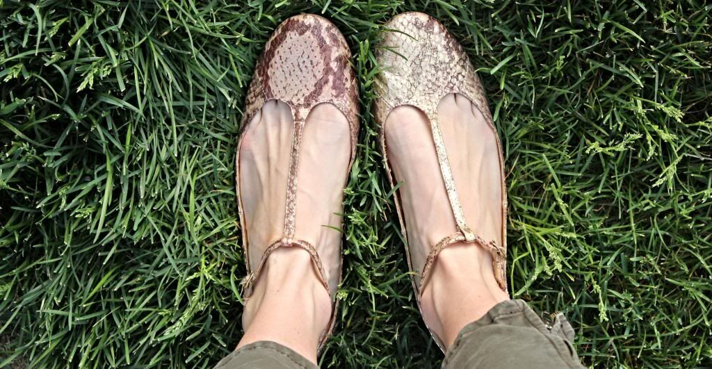 gold flecked snake skin shoes flats