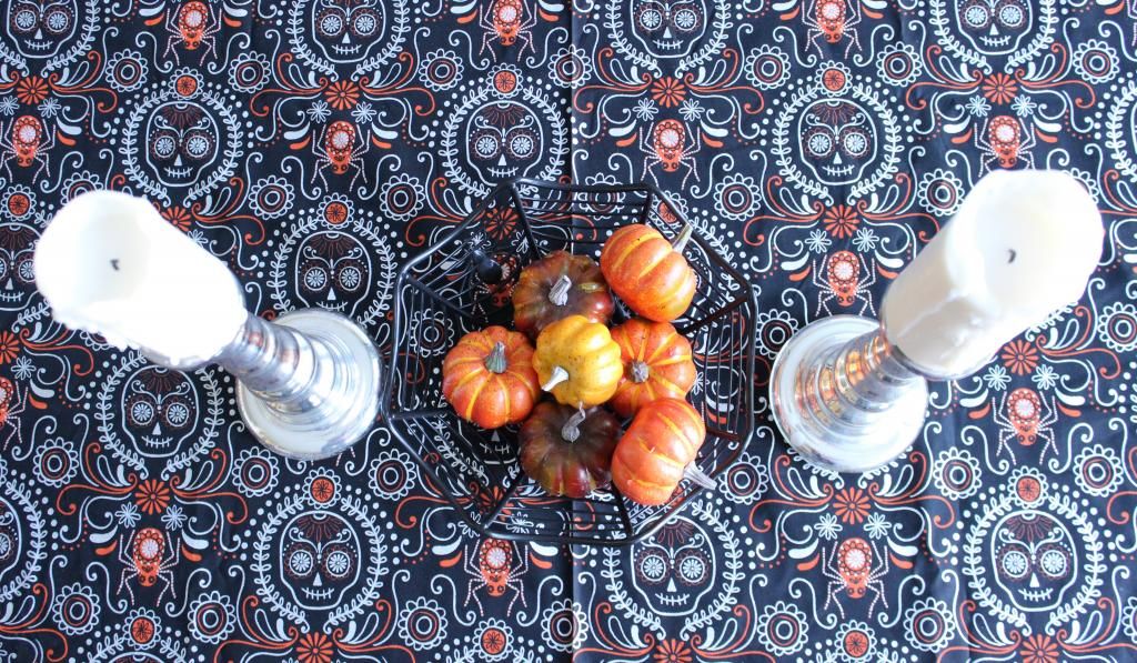 DIY sugar skull Halloween table cloth