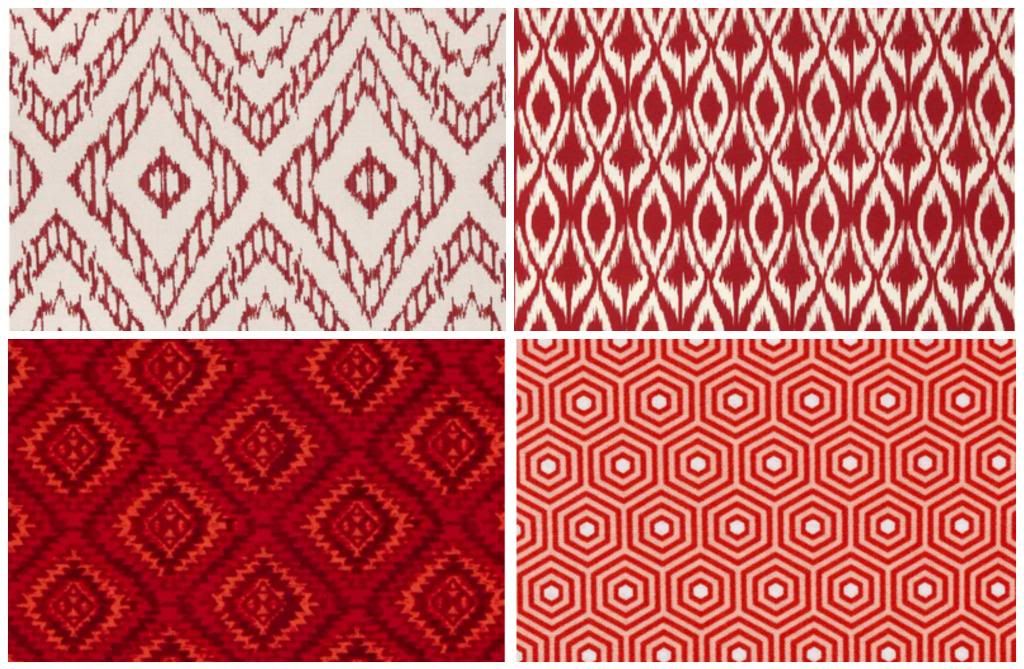 red ikat fabric options for dining room chairs