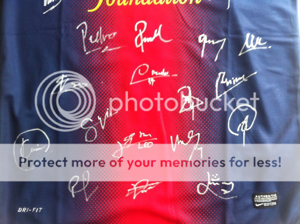Autographed Barcelona 2012 2013 Home Jersey Signed by The Whole Team