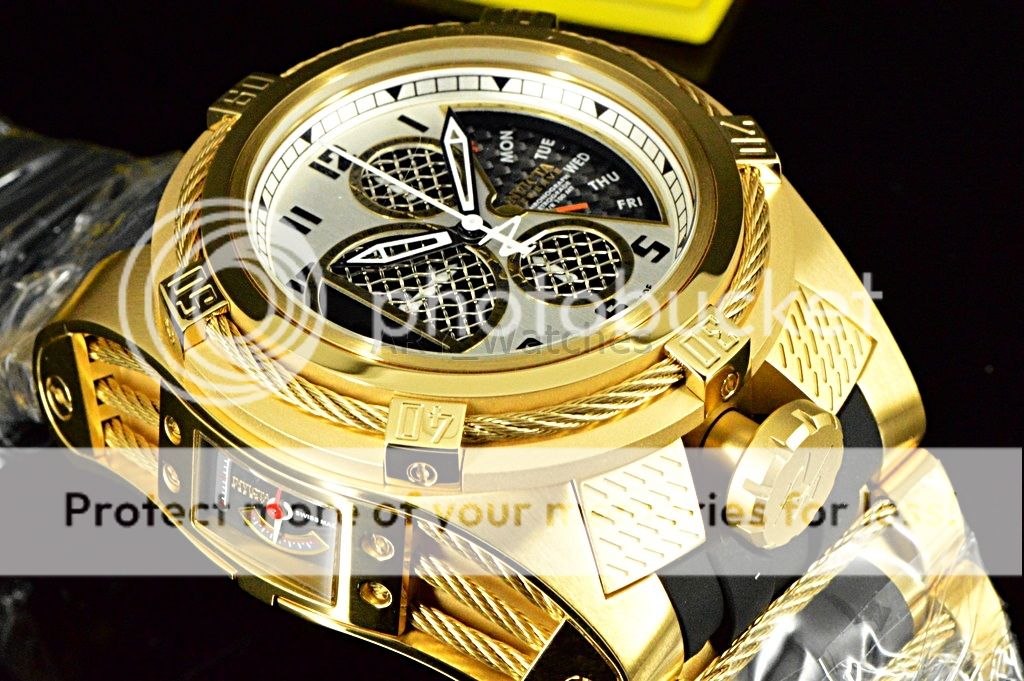 Invicta Reserve Bolt Zeus Tria Twisted Metal Gold Chronograph Swiss ...